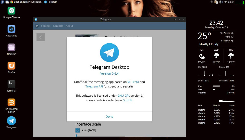 Telegram on Fedora 20
